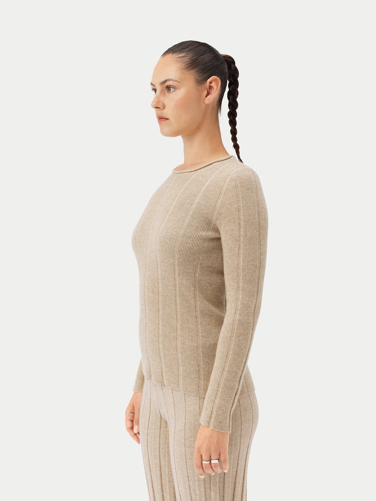 Pull col rond en cachemire Taupe - Gobi Cashmere