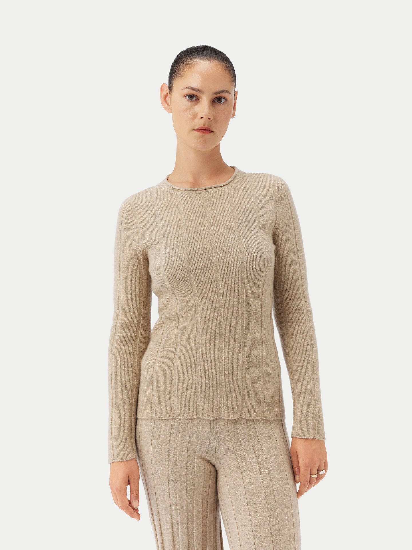 Pull col rond en cachemire Taupe - Gobi Cashmere