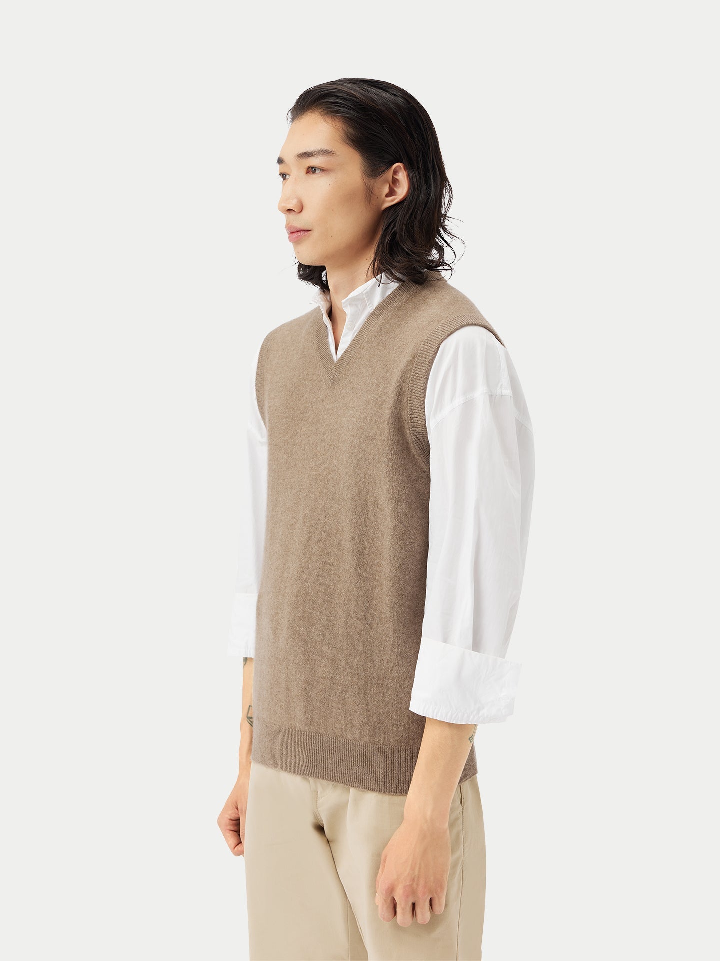 Gilet en cachemire pour homme couleur Taupe - Gobi Cashmere