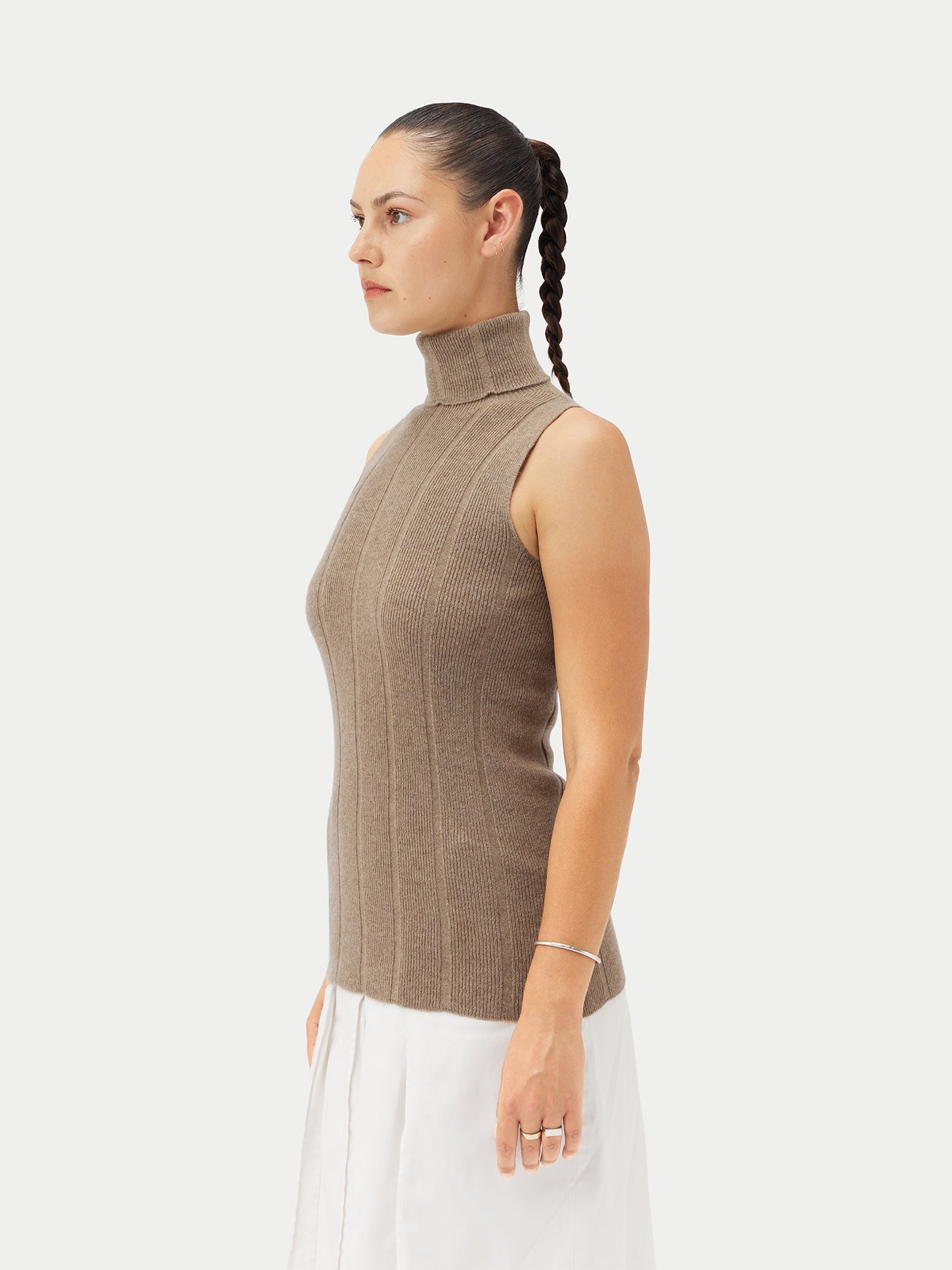 Top col rond en cachemire Taupe - Gobi Cashmere