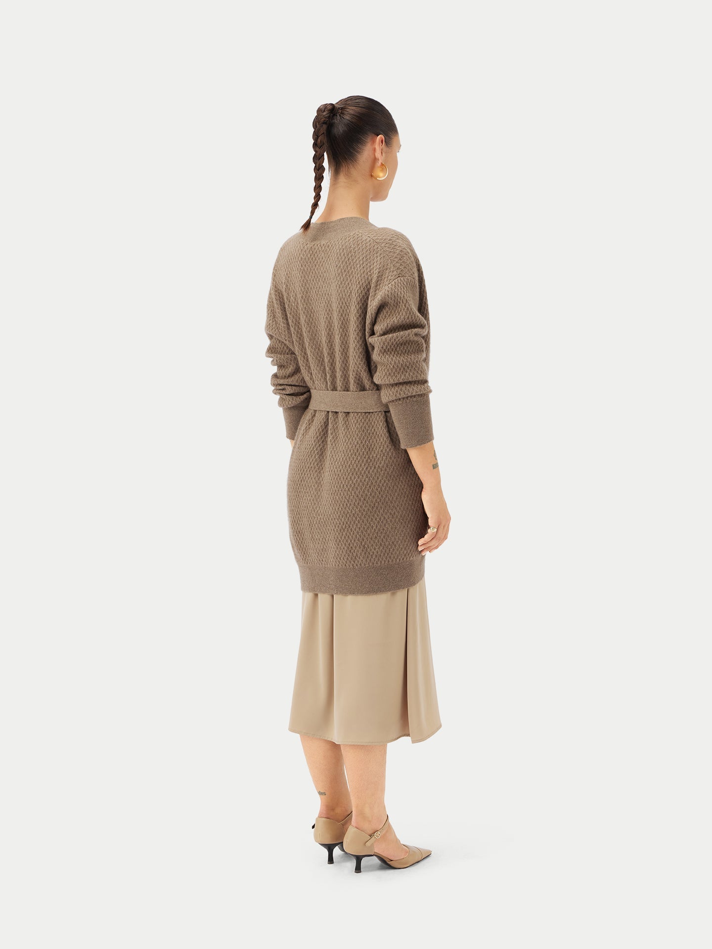 Cardigan en cachemire ceinturé Taupe - Gobi Cashmere