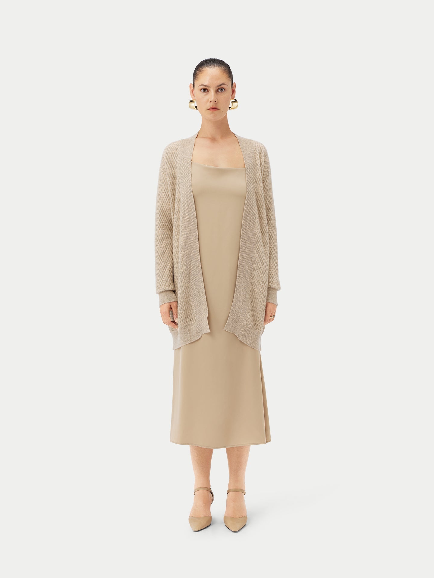 Cardigan en cachemire ceinturé Taupe - Gobi Cashmere