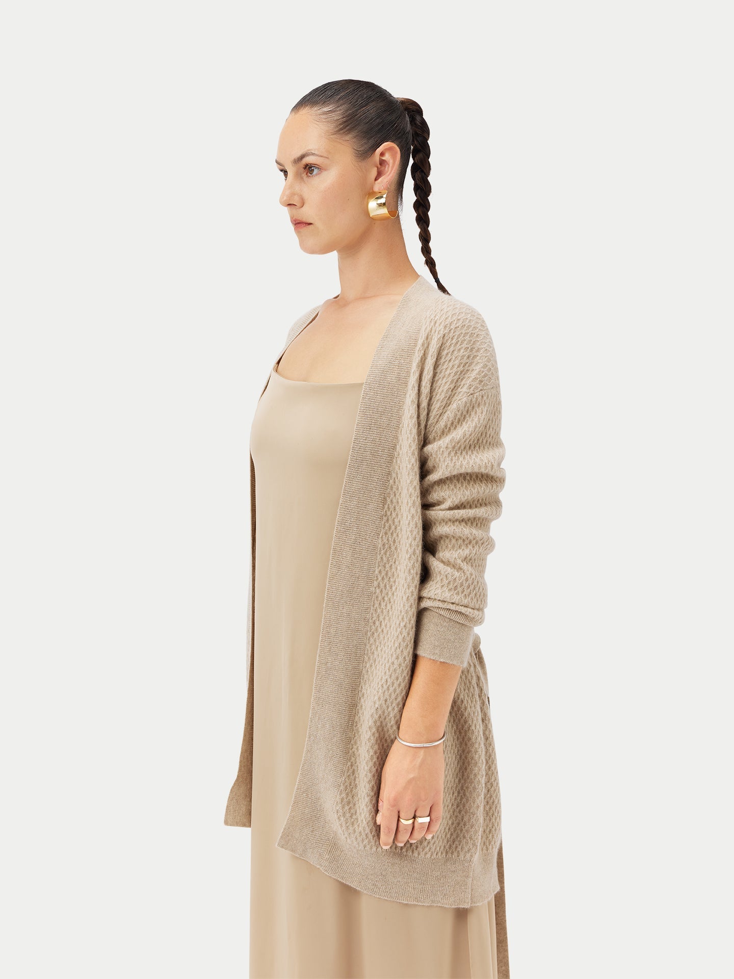 Cardigan en cachemire ceinturé Taupe - Gobi Cashmere