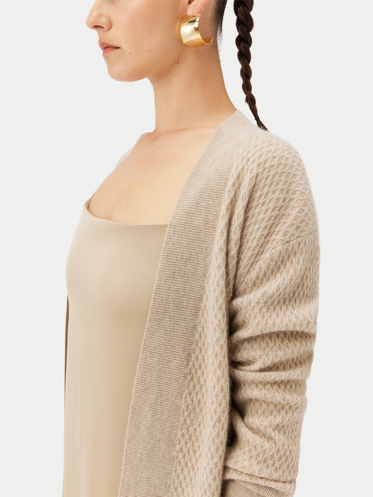 Cardigan en cachemire ceinturé Taupe - Gobi Cashmere