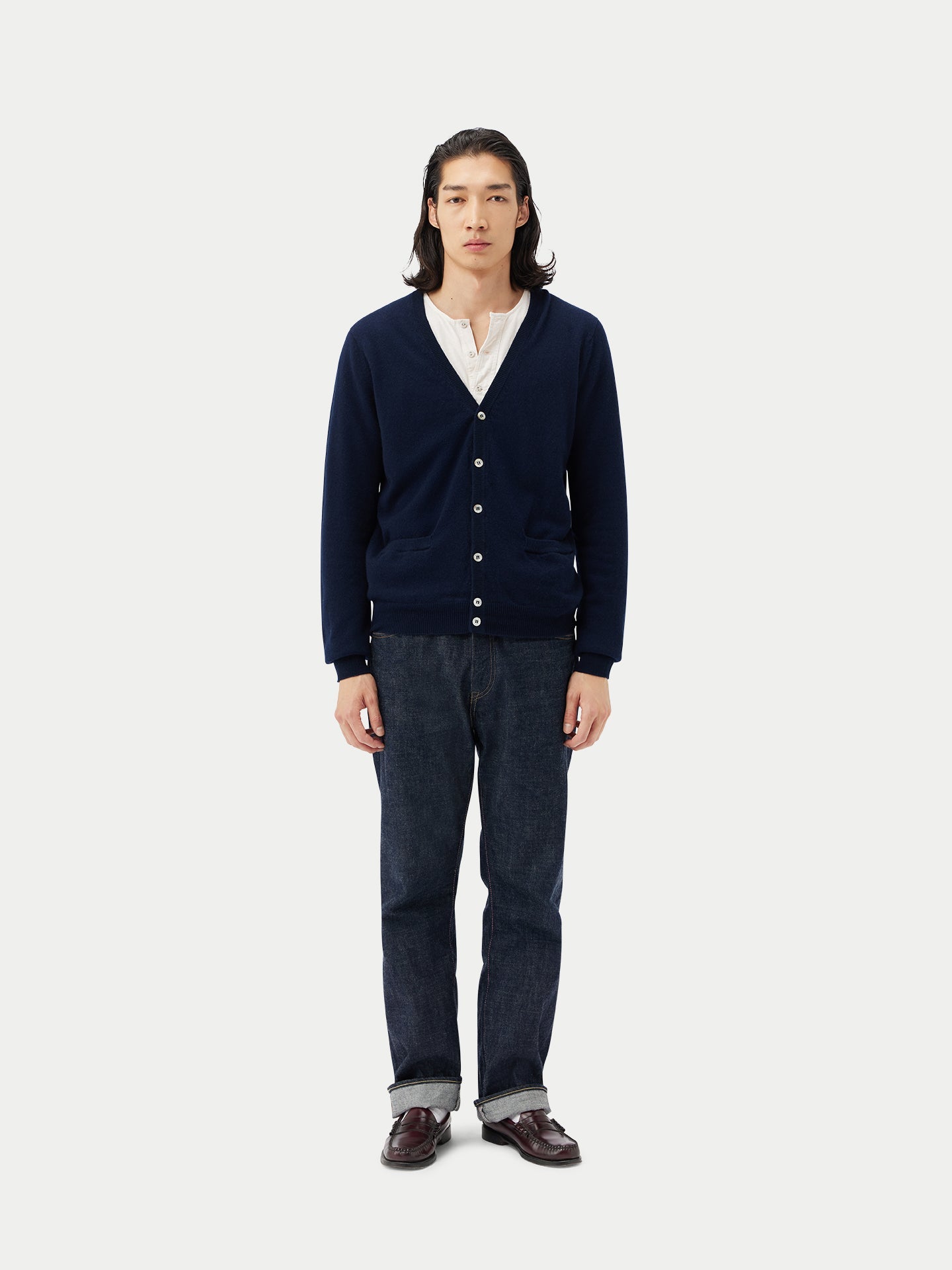 Cardigan a col V en Cachemire pour hommes Marin - Gobi Cashmere