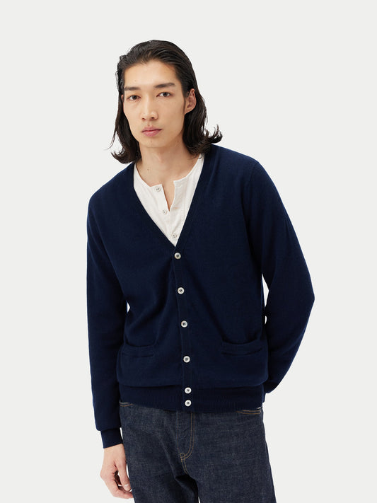 Cardigan a col V en Cachemire pour hommes Marin - Gobi Cashmere