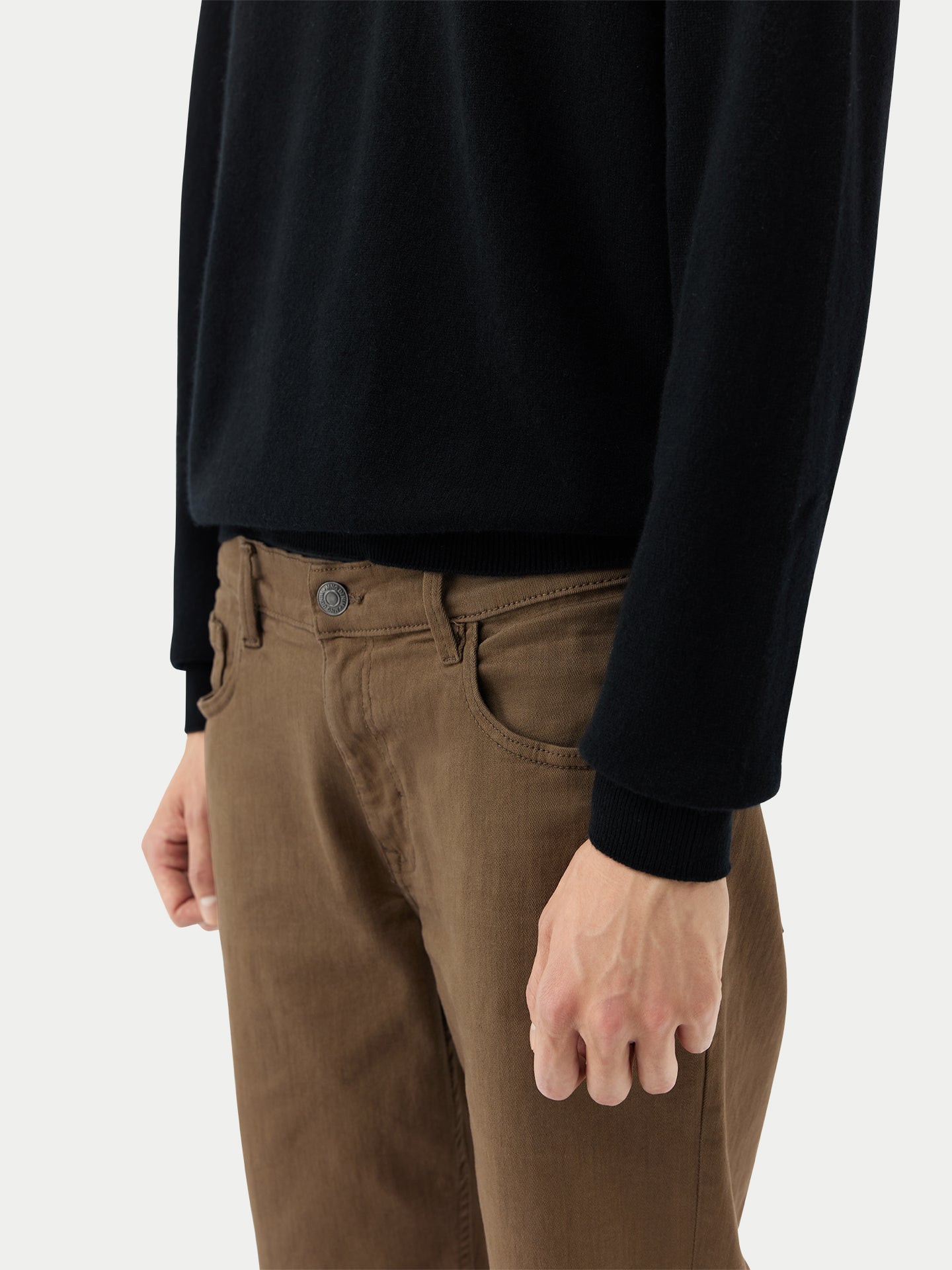 Pull polo demi en Cachemire pour hommes Noir - Gobi Cashmere
