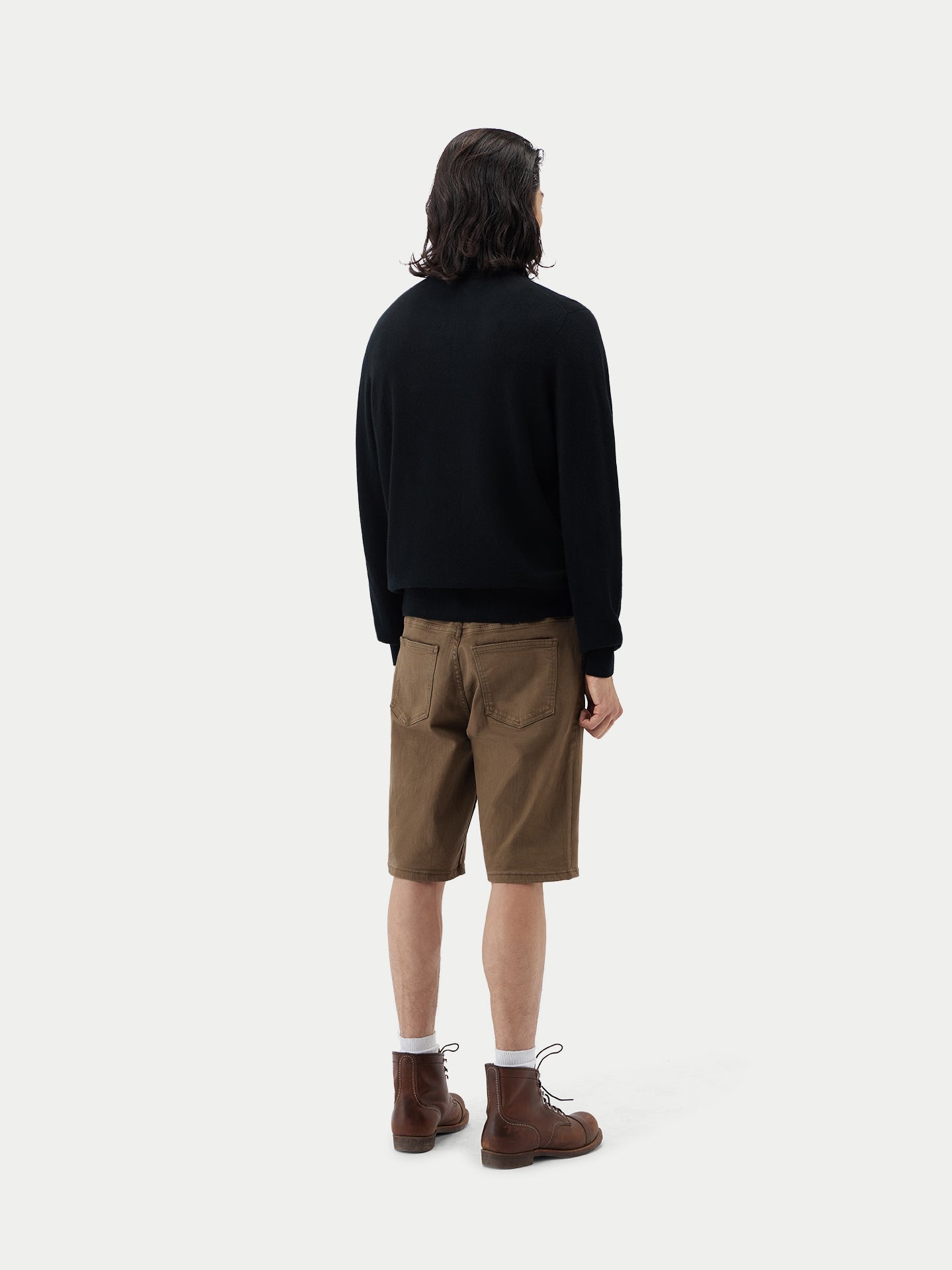 Pull polo demi en Cachemire pour hommes Noir - Gobi Cashmere