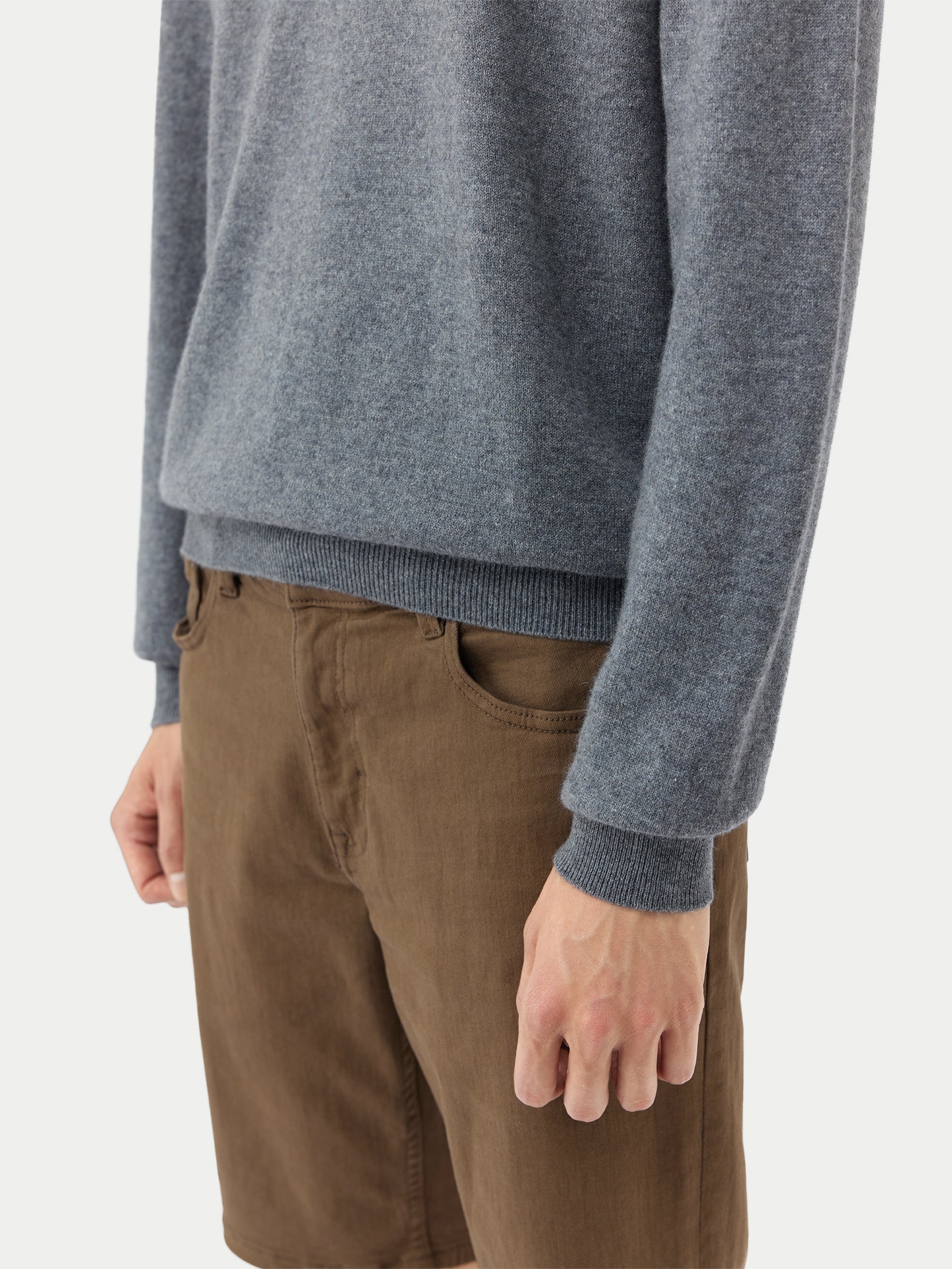 Pull polo demi en Cachemire pour hommes Gris - Gobi Cashmere