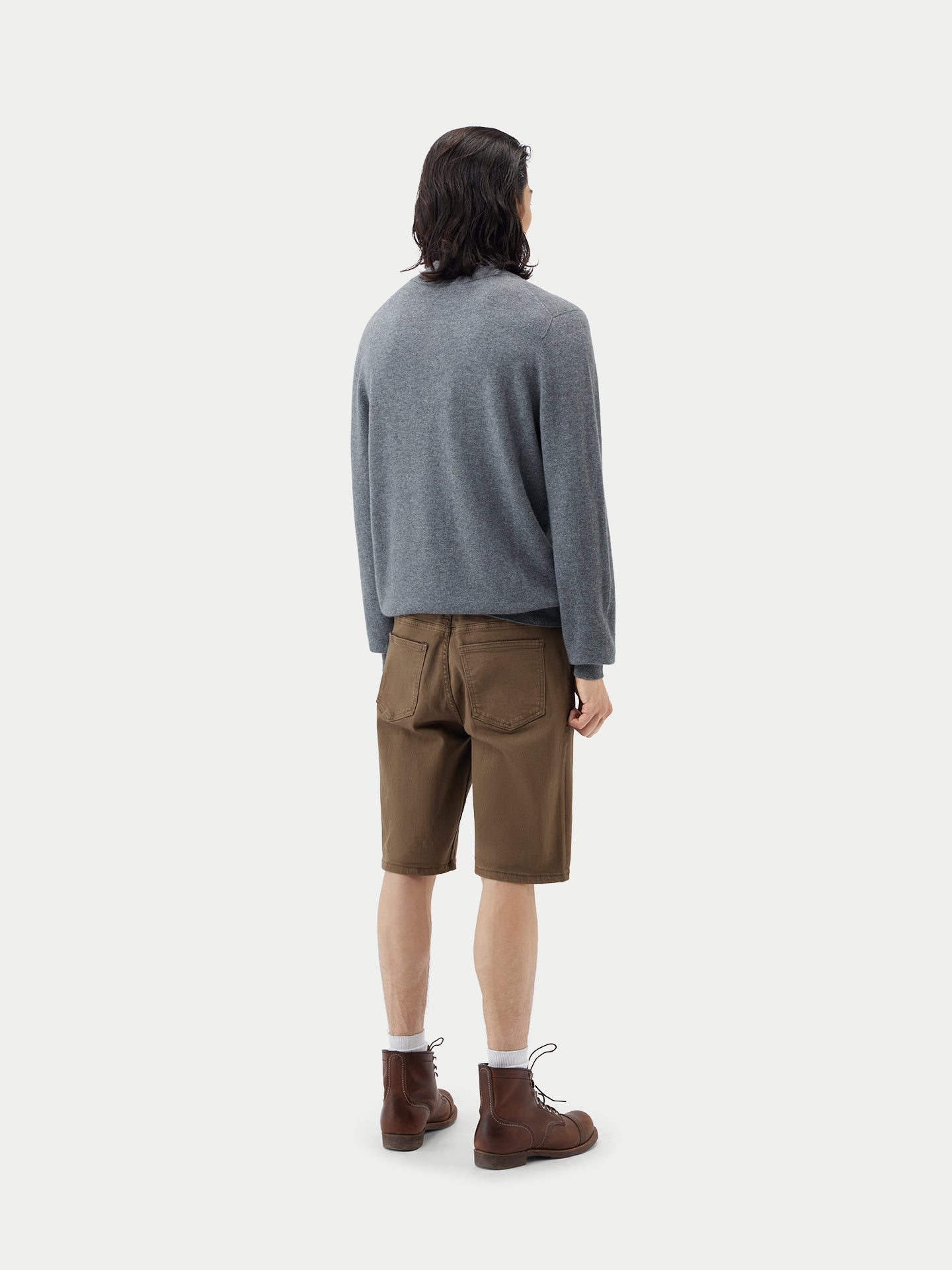 Pull polo demi en Cachemire pour hommes Gris - Gobi Cashmere
