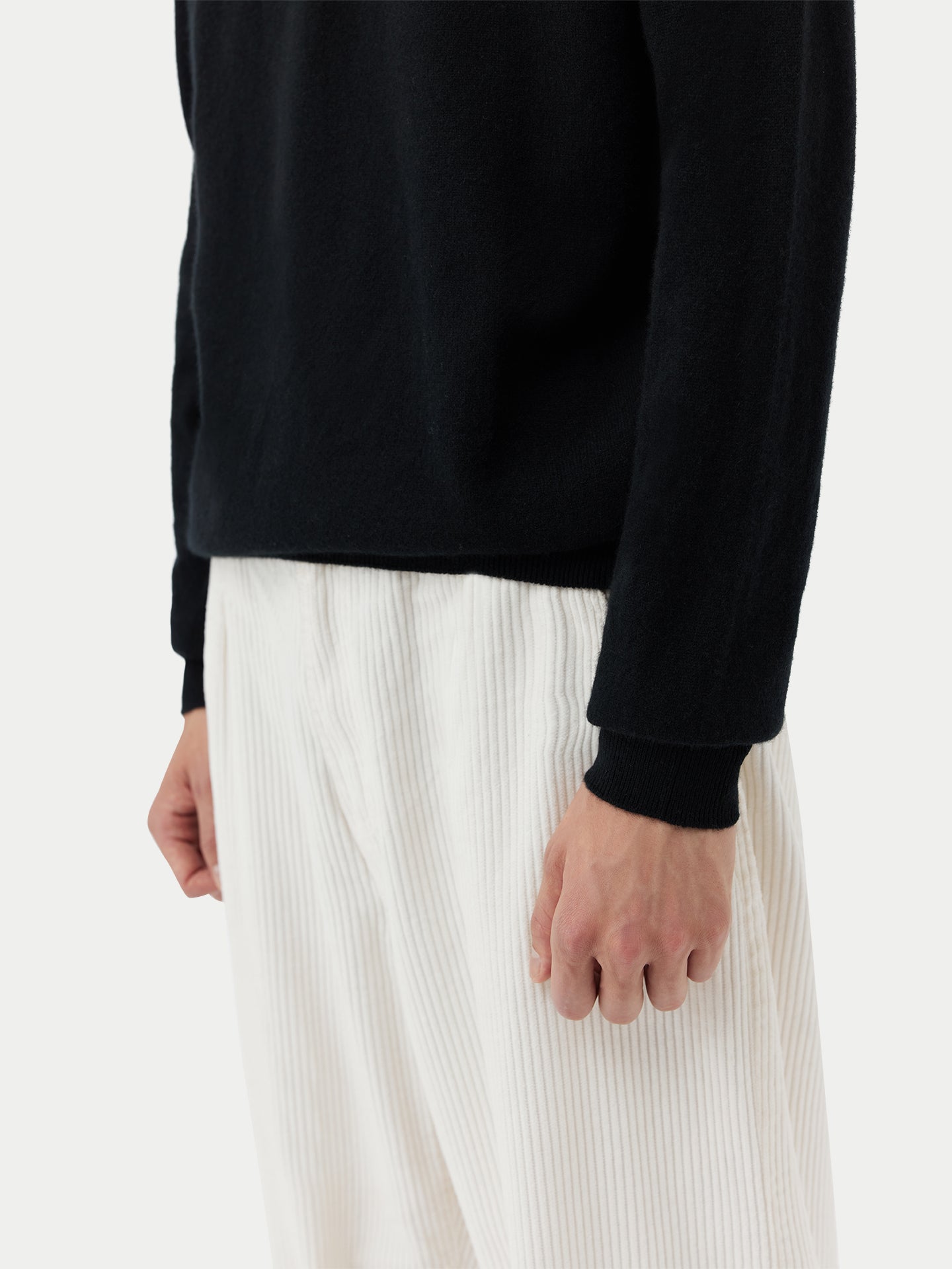 Pull col polo en Cachemire pour hommes Noir - Gobi Cashmere