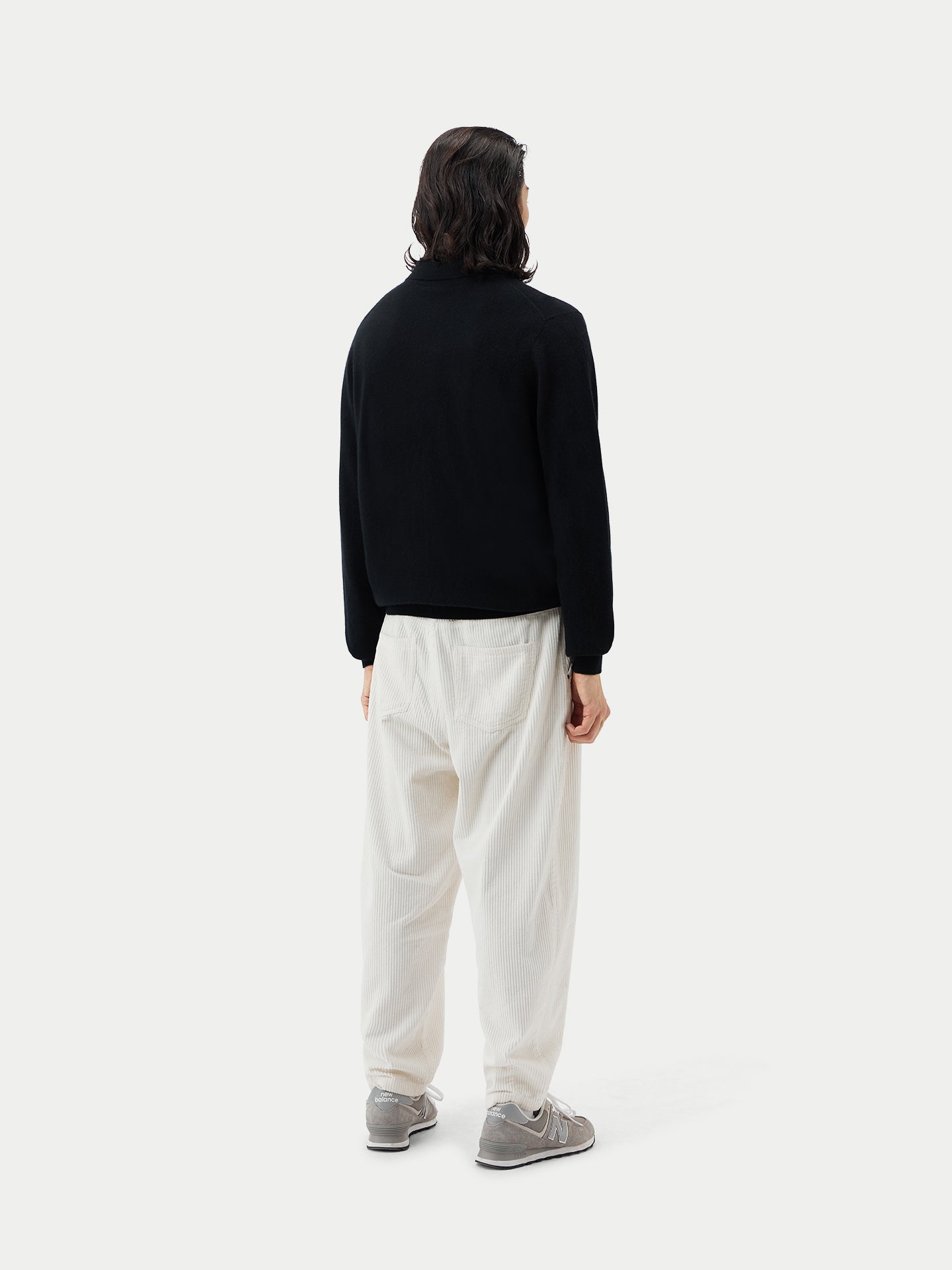 Pull col polo en Cachemire pour hommes Noir - Gobi Cashmere