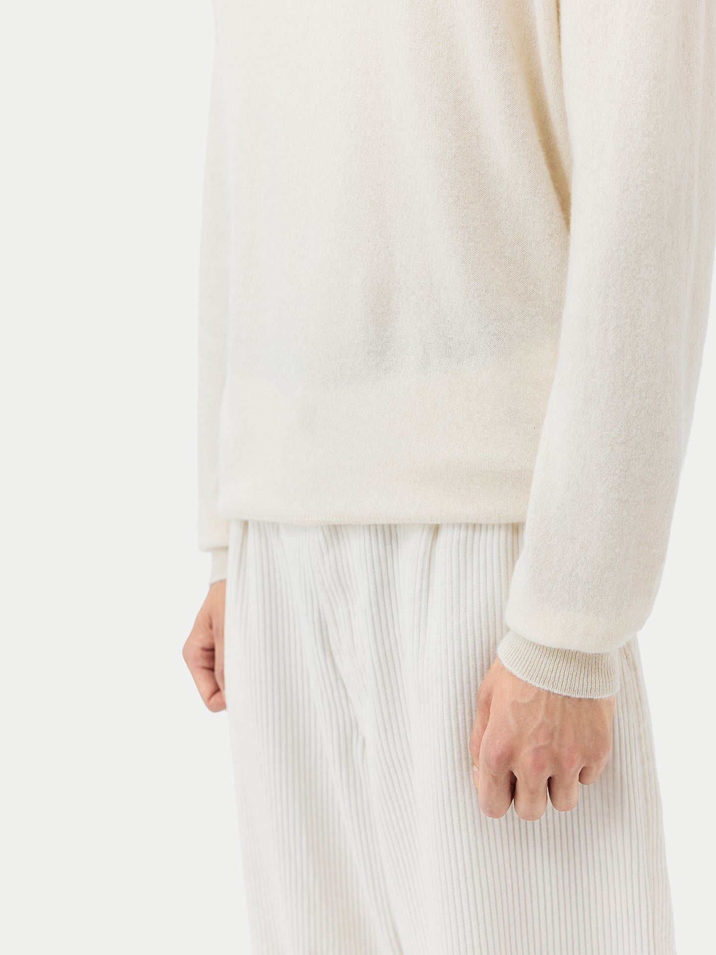 Pull polo demi zippé pour homme , couleur Blanc - Gobi Cashmere