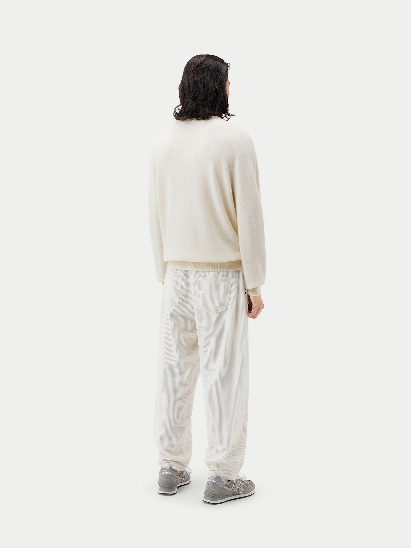 Pull polo demi zippé pour homme , couleur Blanc - Gobi Cashmere