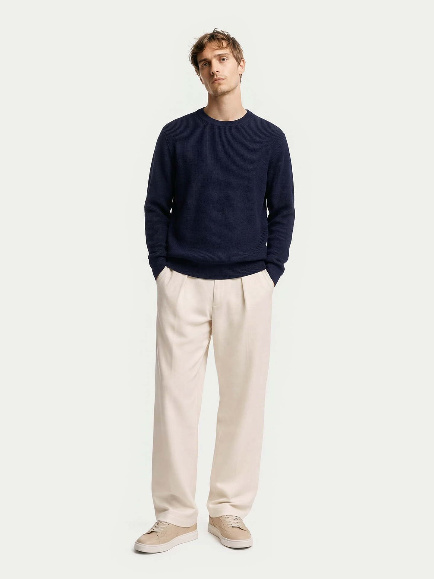 Pull col rond en cachemire Essential pour hommes