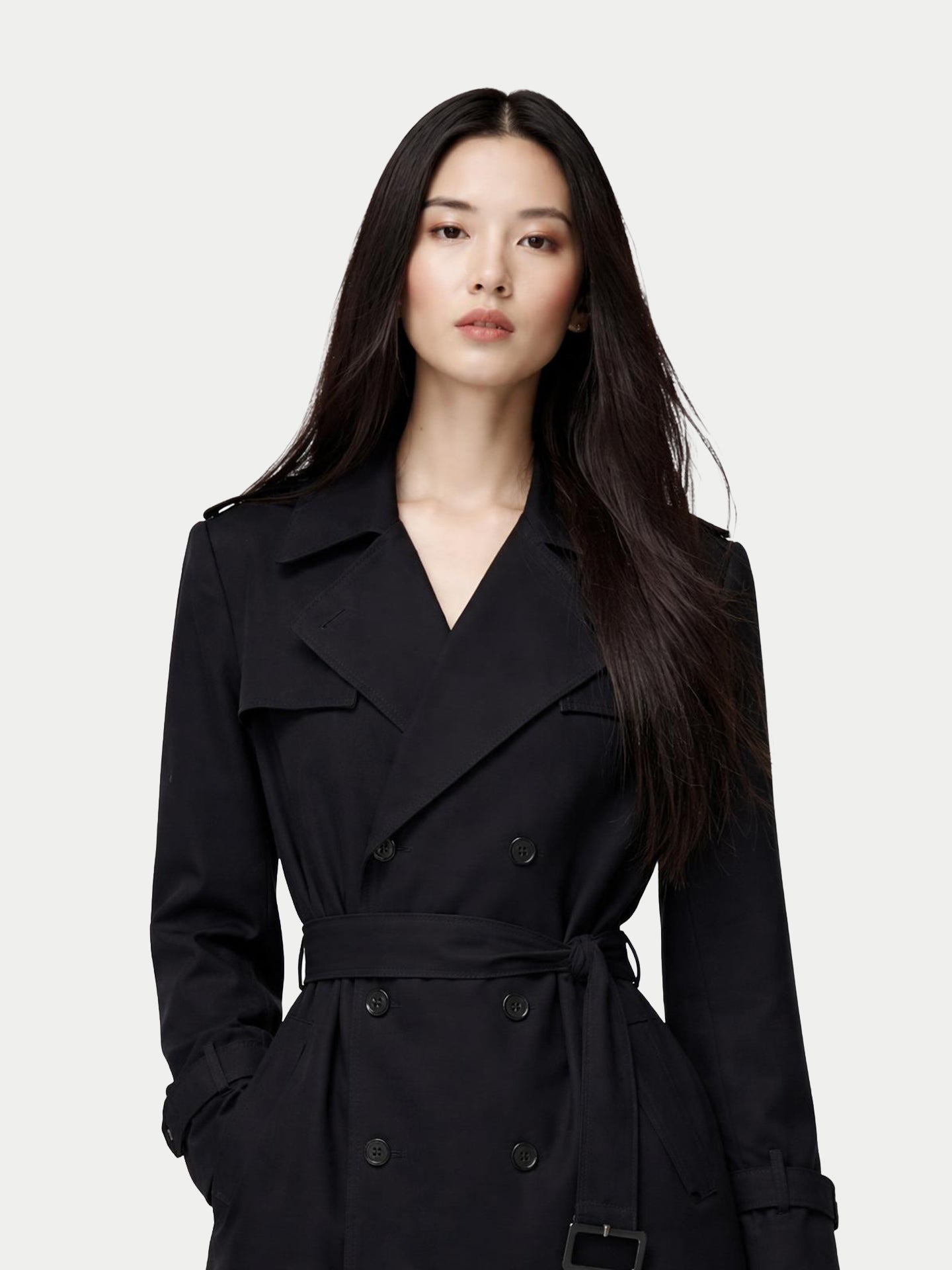 Trench-coat en cachemire à double boutonnage