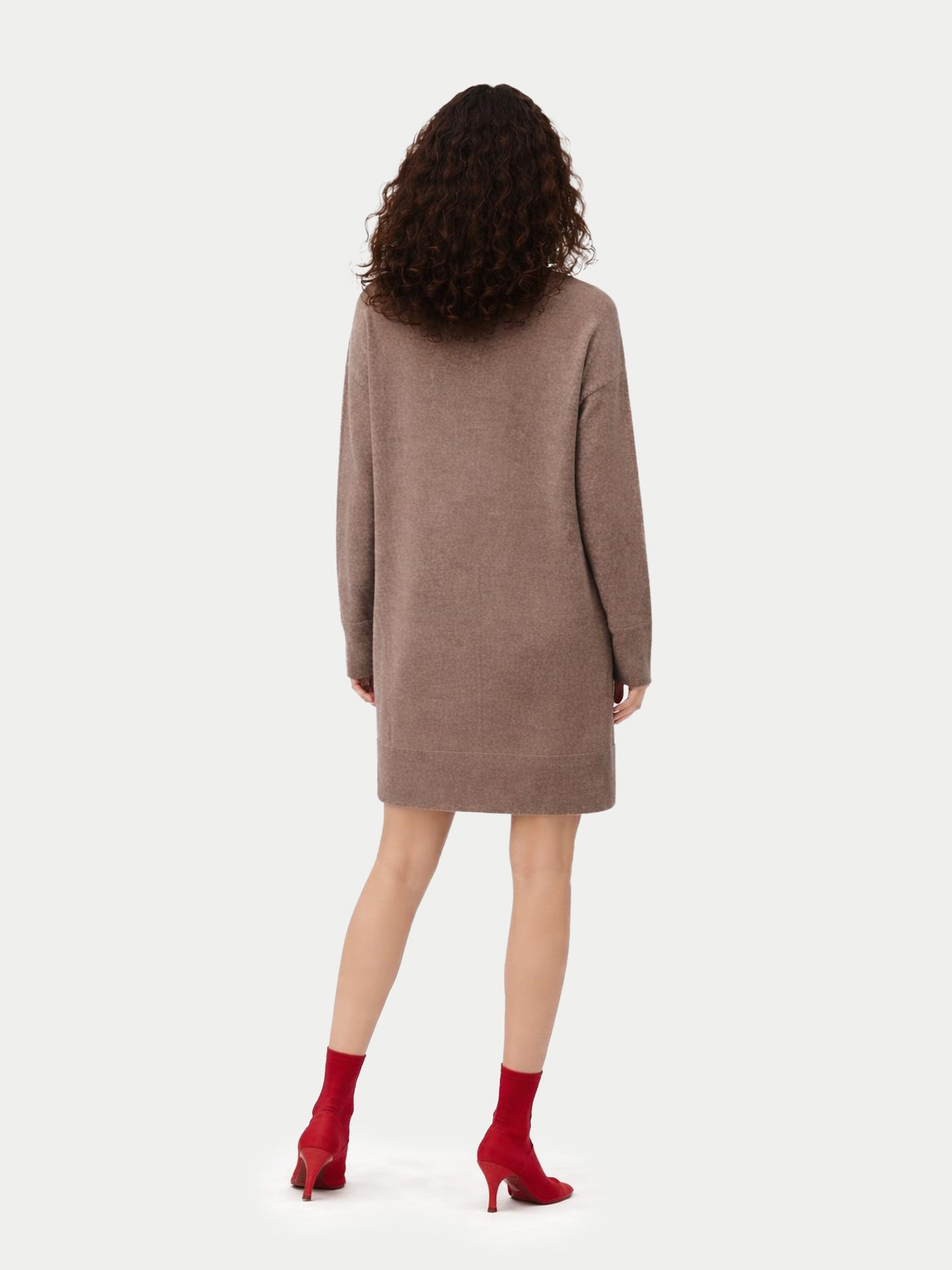 Robe en Cachemire Sans Coutures à Col Rond Couleur Organique