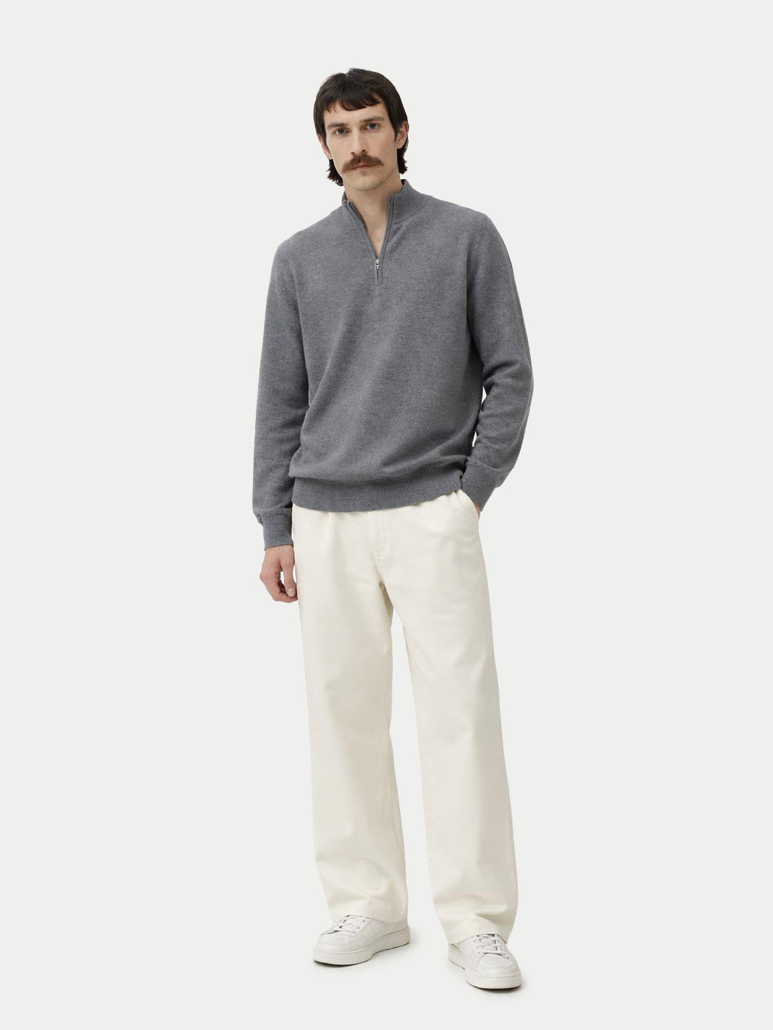 Pull polo demi en cachemire Essential pour hommes