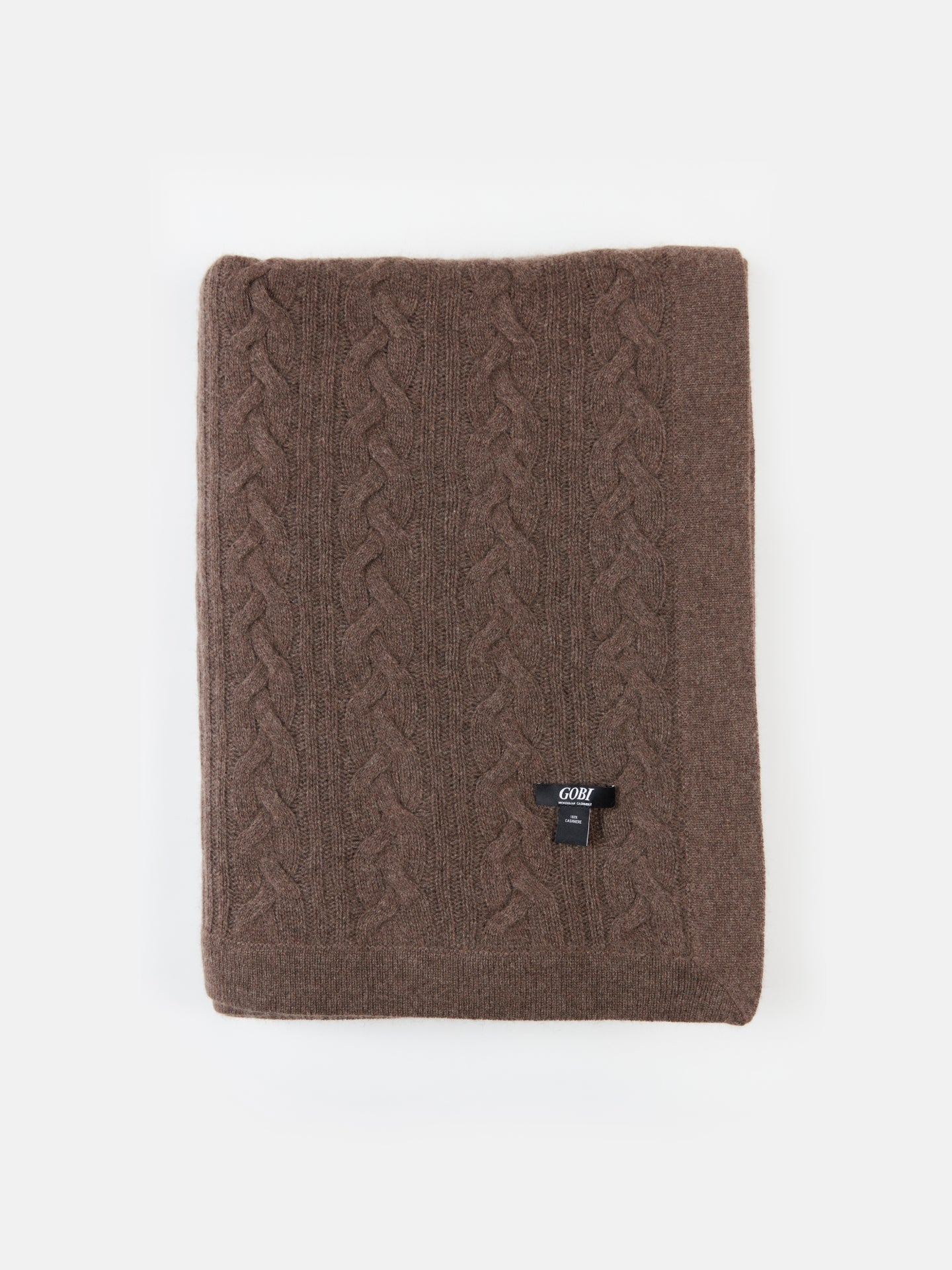Unisex Cashmere Cable Knit Blanket Taupe - Gobi Cashmere