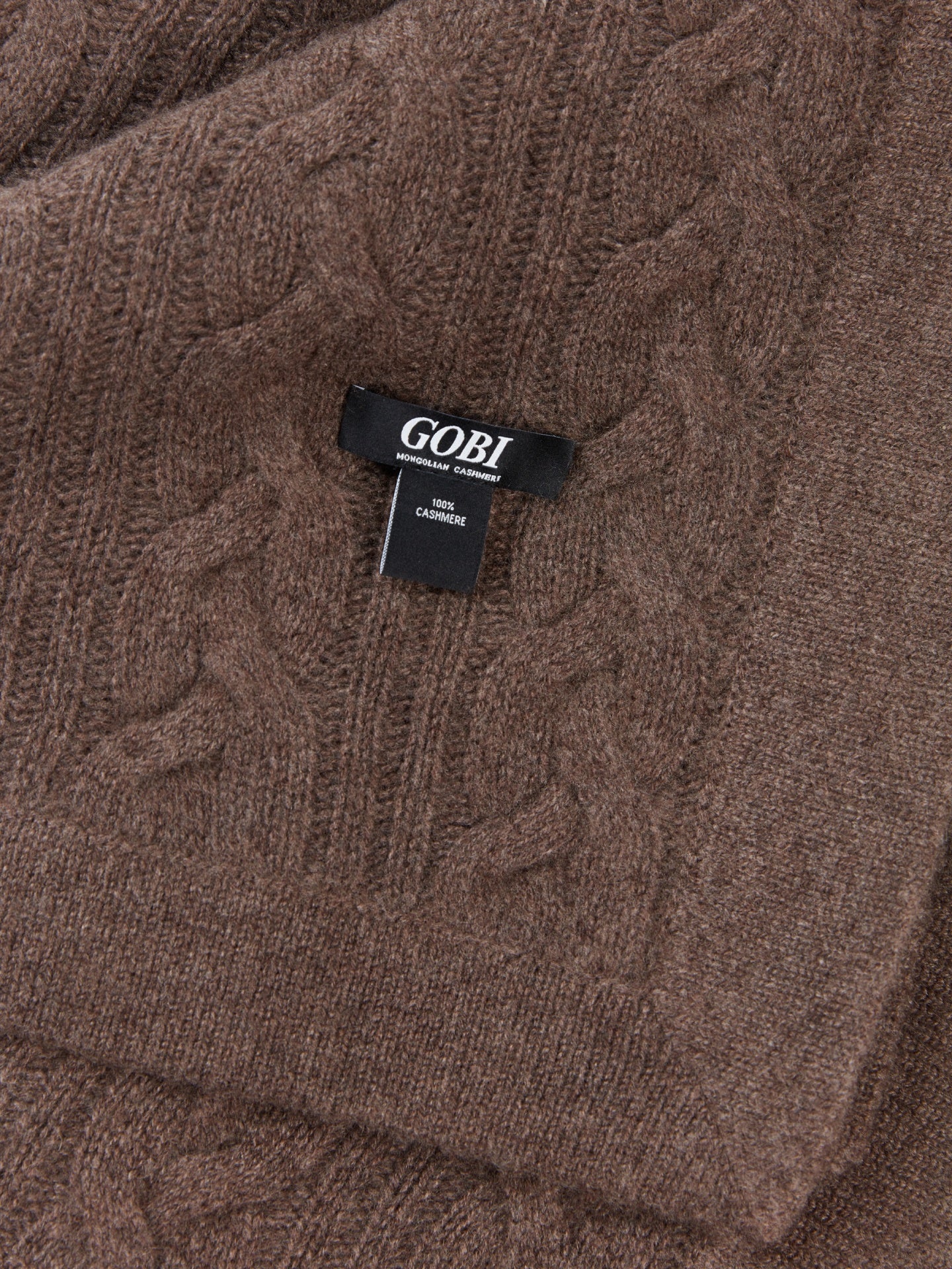 Unisex Cashmere Cable Knit Blanket Taupe - Gobi Cashmere