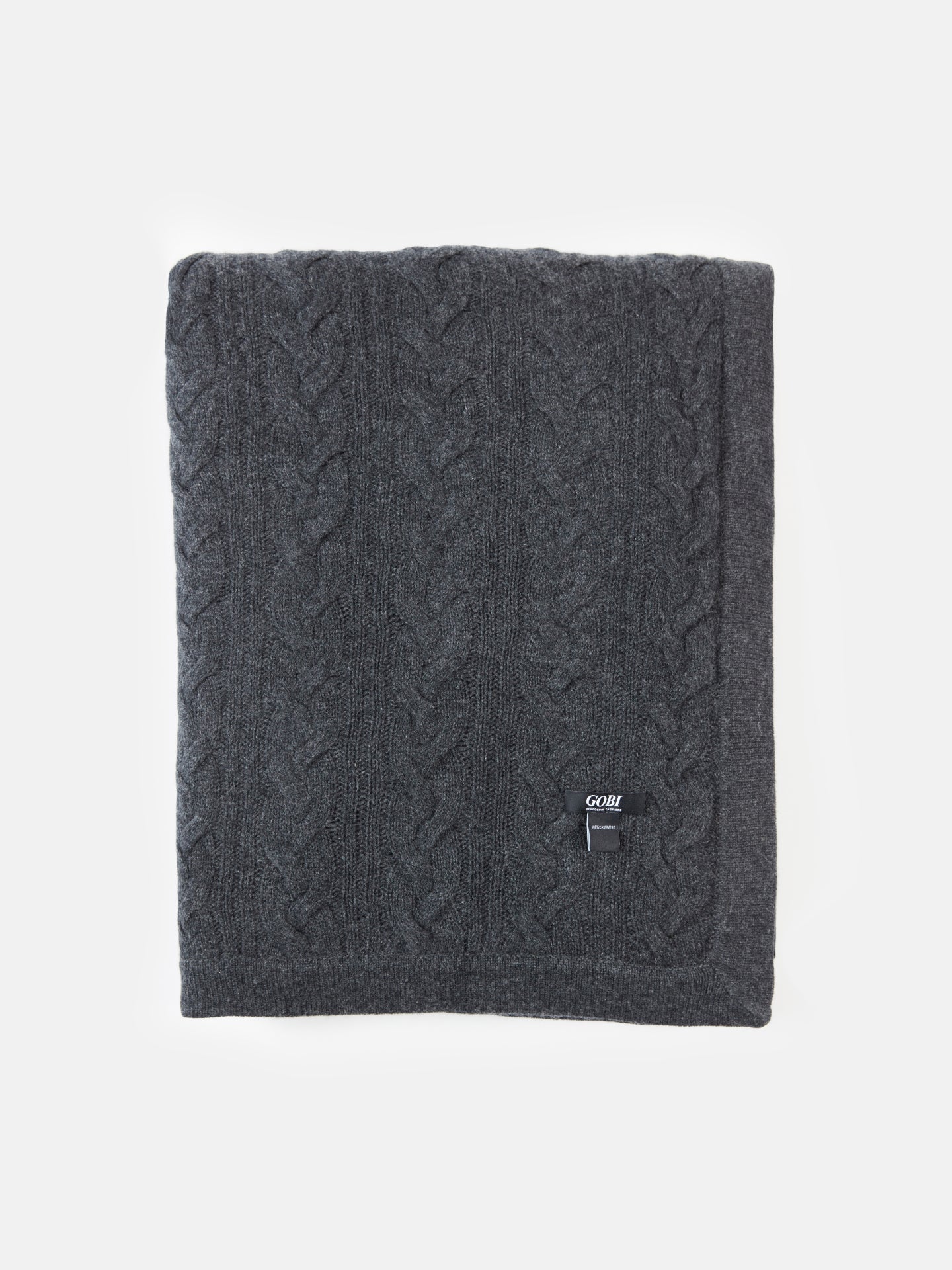 Unisex Cashmere Cable Knit Blanket Gray - Gobi Cashmere