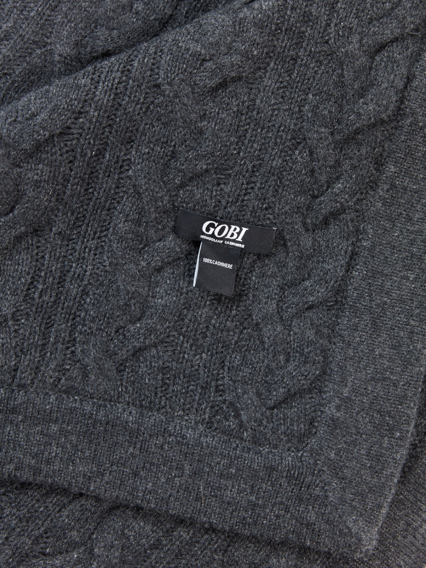 Unisex Cashmere Cable Knit Blanket Gray - Gobi Cashmere