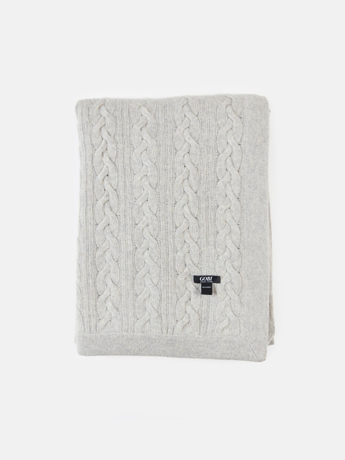 Unisex Cashmere Cable Knit Blanket Gray - Gobi Cashmere