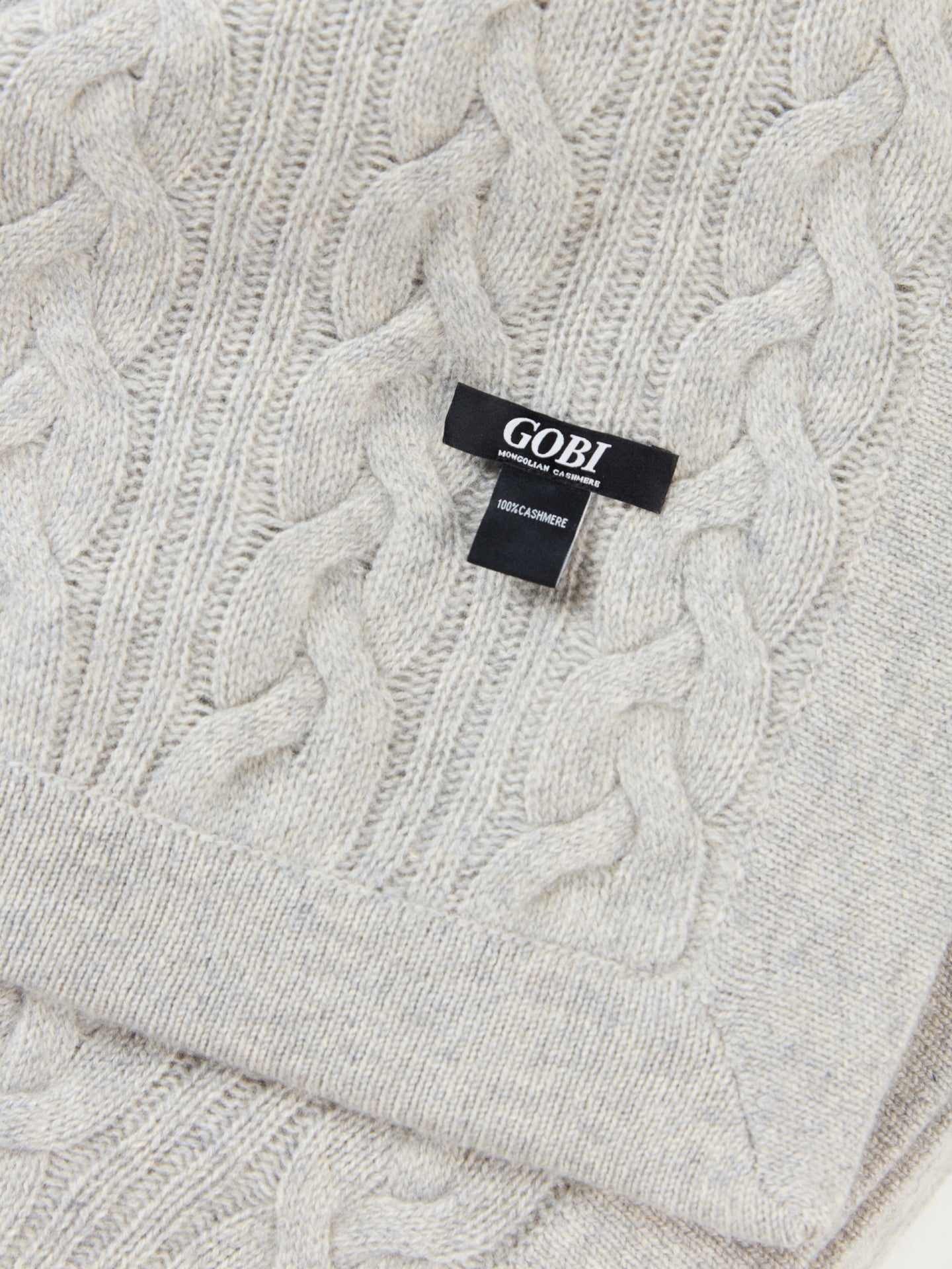 Unisex Cashmere Cable Knit Blanket Gray - Gobi Cashmere