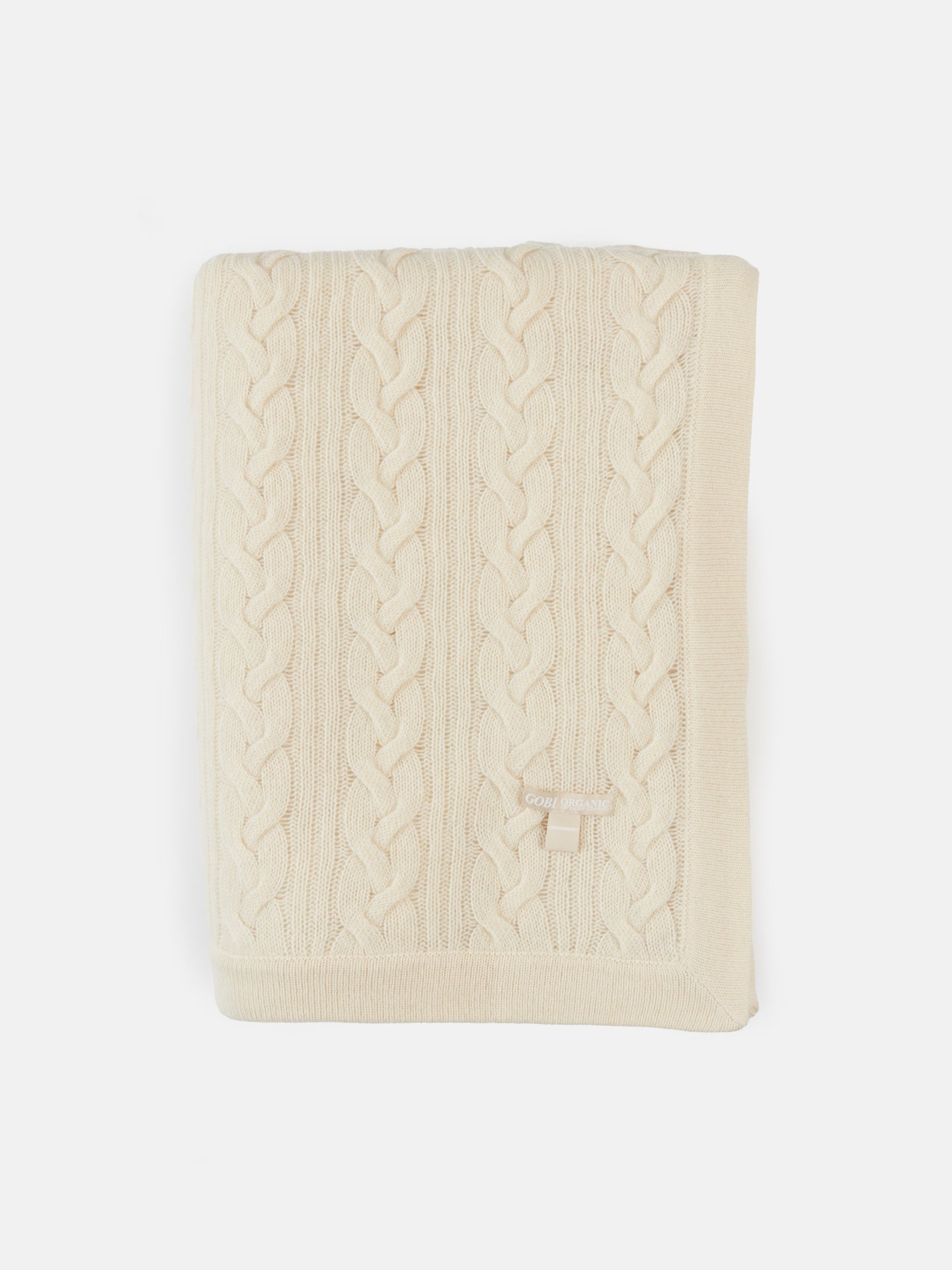 Unisex Cashmere Cable Knit Blanket Off White - Gobi Cashmere