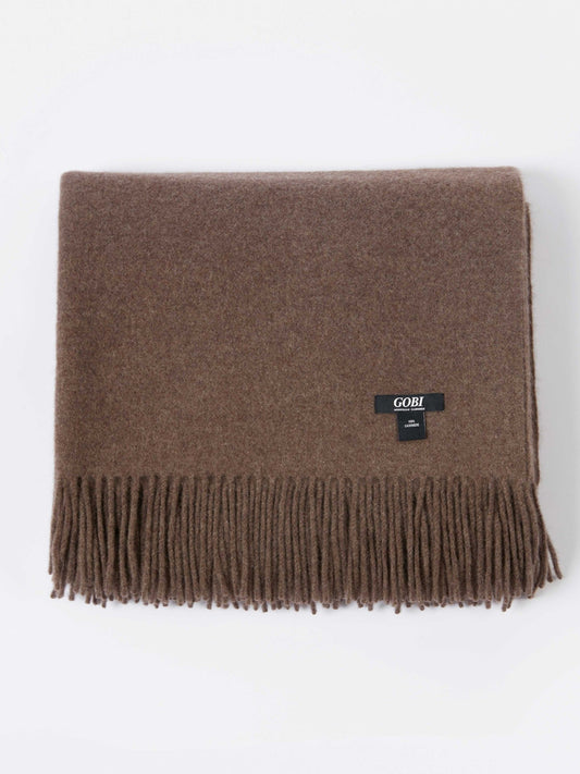 Grande couverture avec franges en Cachemire Taupe - Gobi Cashmere
