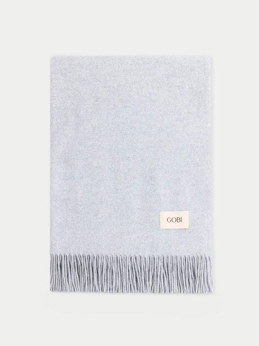Grande couverture avec franges en Cachemire Gris - Gobi Cashmere