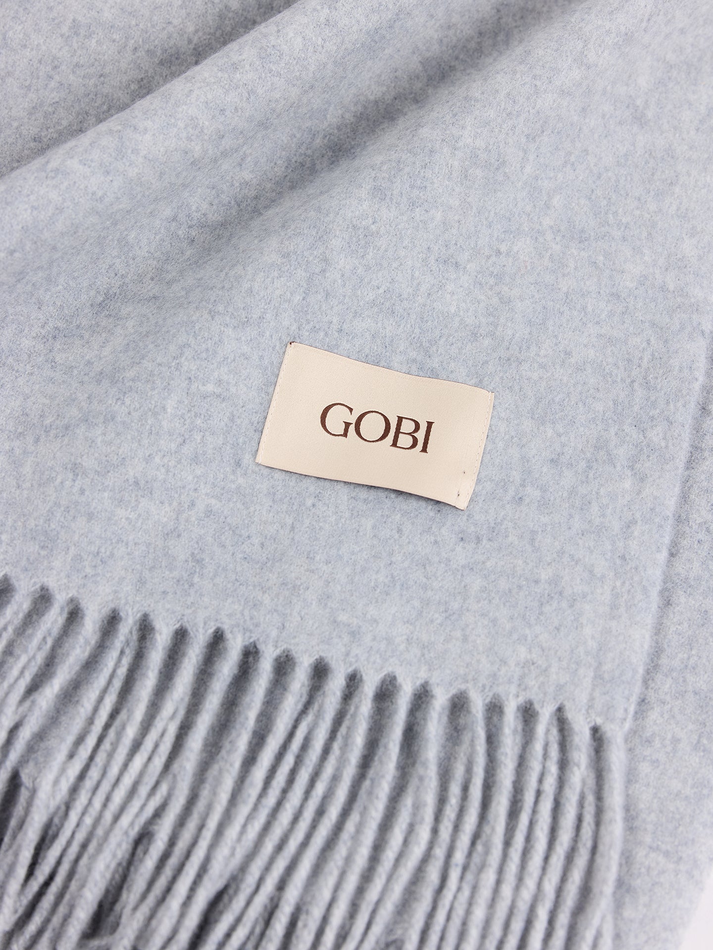 Grande couverture avec franges en Cachemire Gris - Gobi Cashmere
