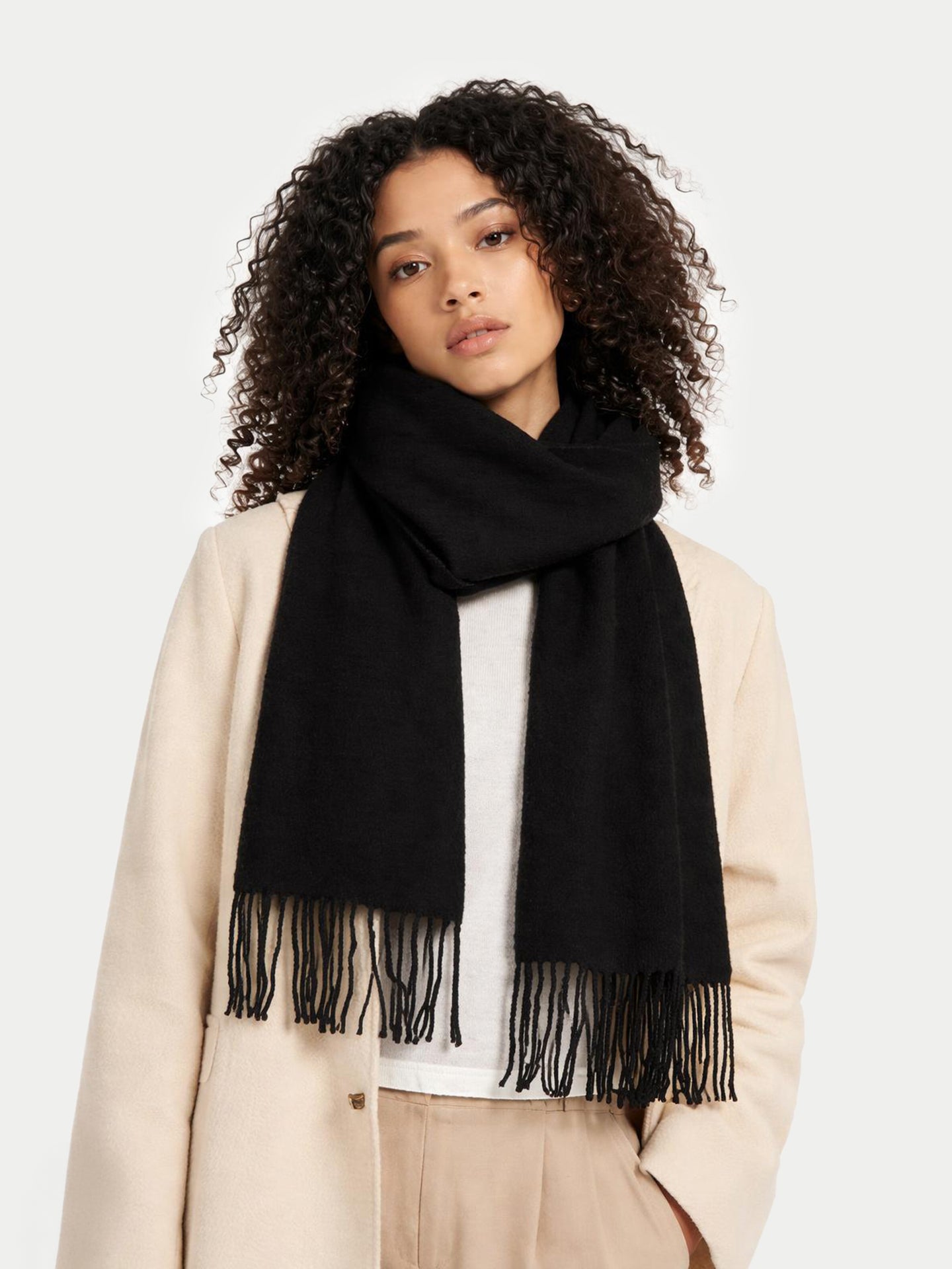 Écharpe avec franges en cachemire pour unisex