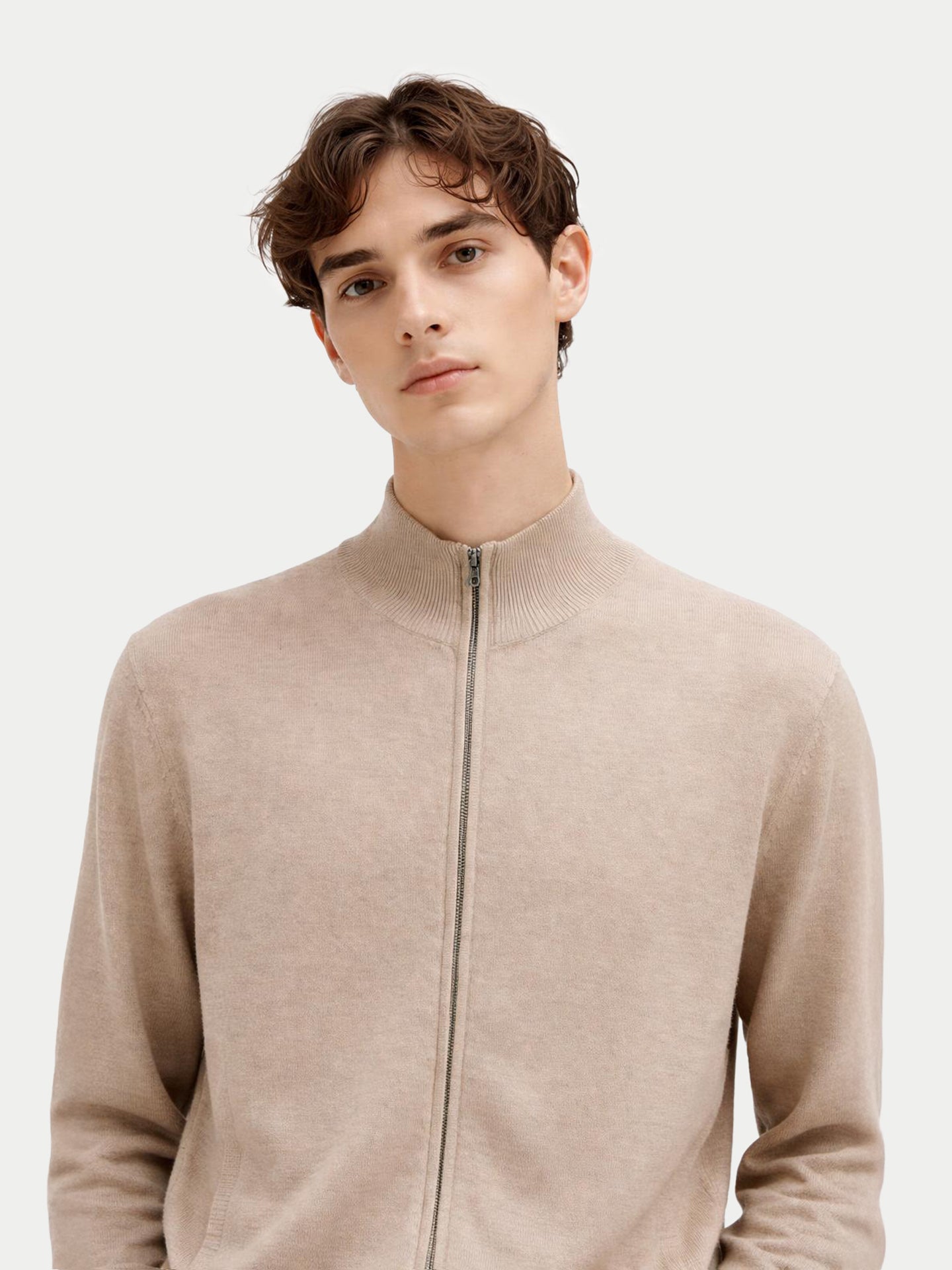 Cardigan zippé en cachemire Essential pour hommes Couleur Organique