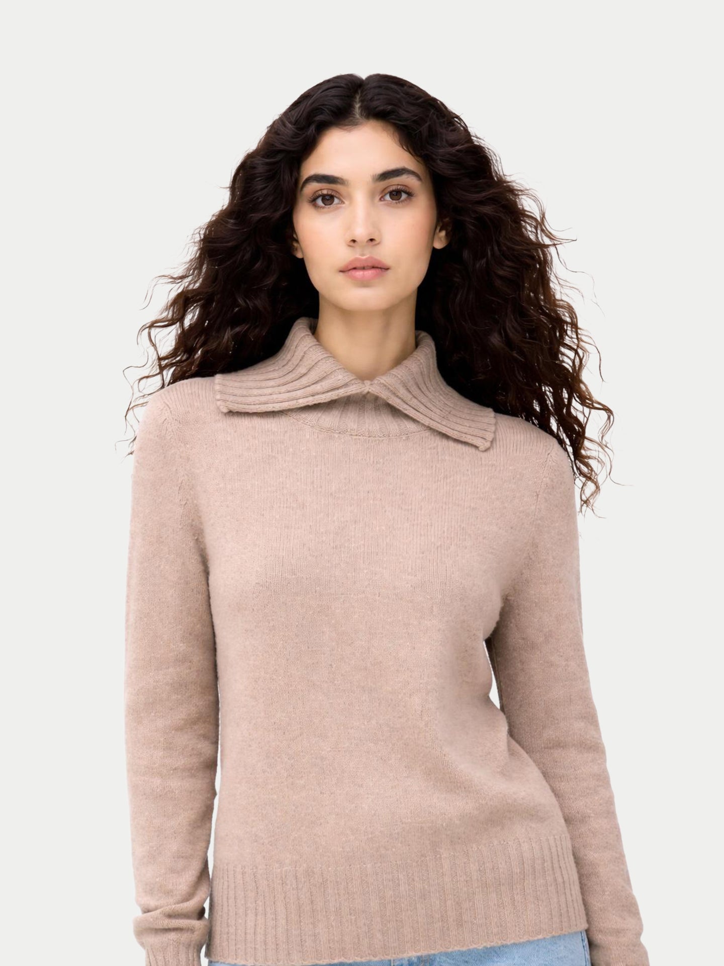 Pull en Cachemire à Col Roulé Replié Couleur Organique