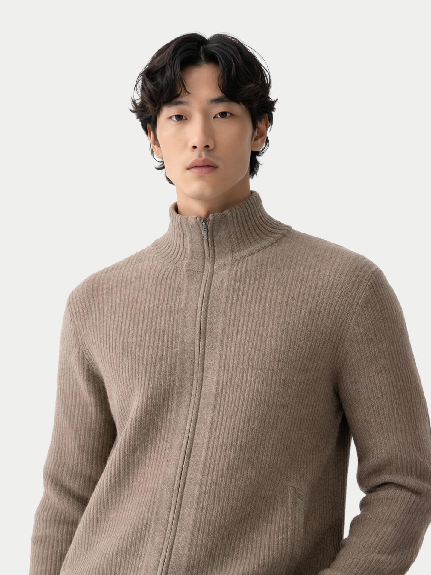 Cardigan en CachemCardigan ire Homme Bicolore avec Fermeture Full-Zip