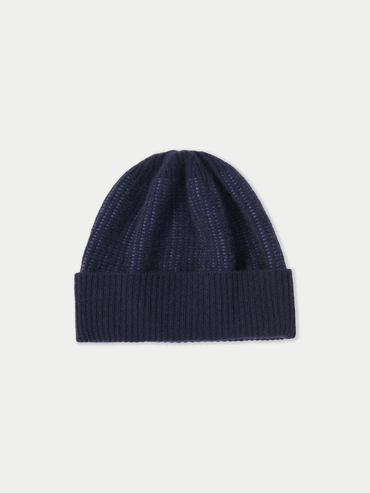 Chapeau Cachemire Côtes couleur marine | GOBI Cashmere