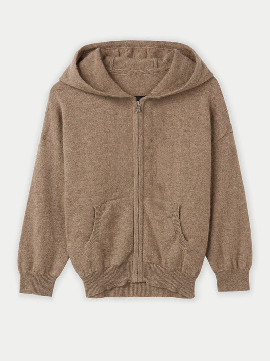 Cardigan zippé à capuche en cachemire Taupe - Gobi Cashmere
