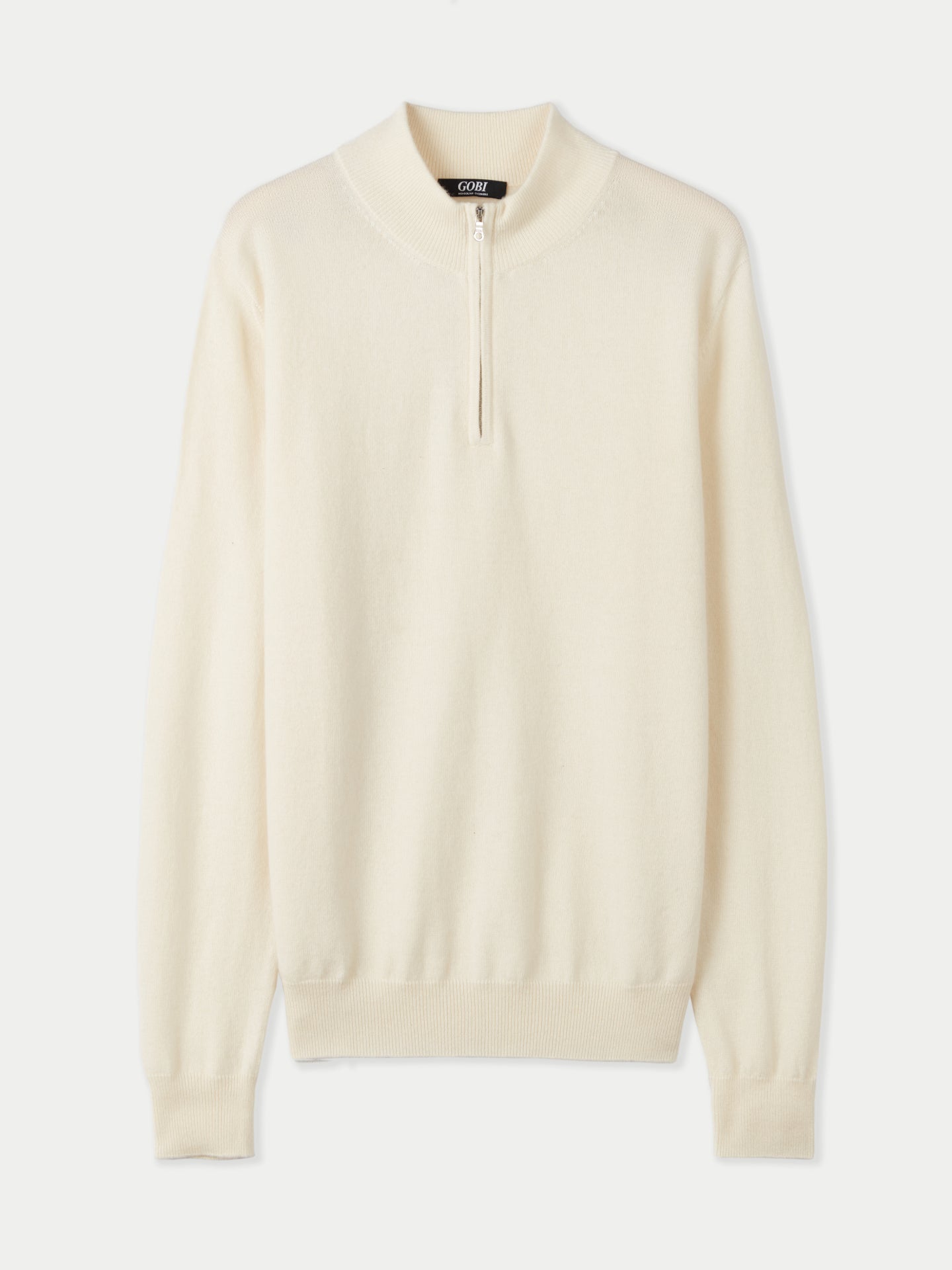Pull polo demi en Cachemire pour hommes Blanc - Gobi Cashmere