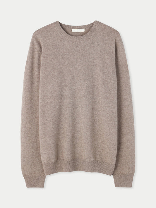 Pull col rond en Cachemire pour hommes Taupe - Gobi Cashmere