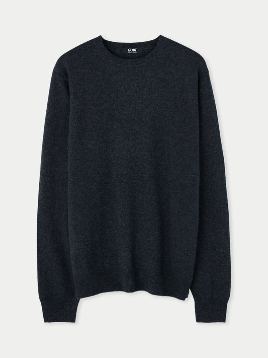 Pull col rond en Cachemire pour hommes Gris - Gobi Cashmere