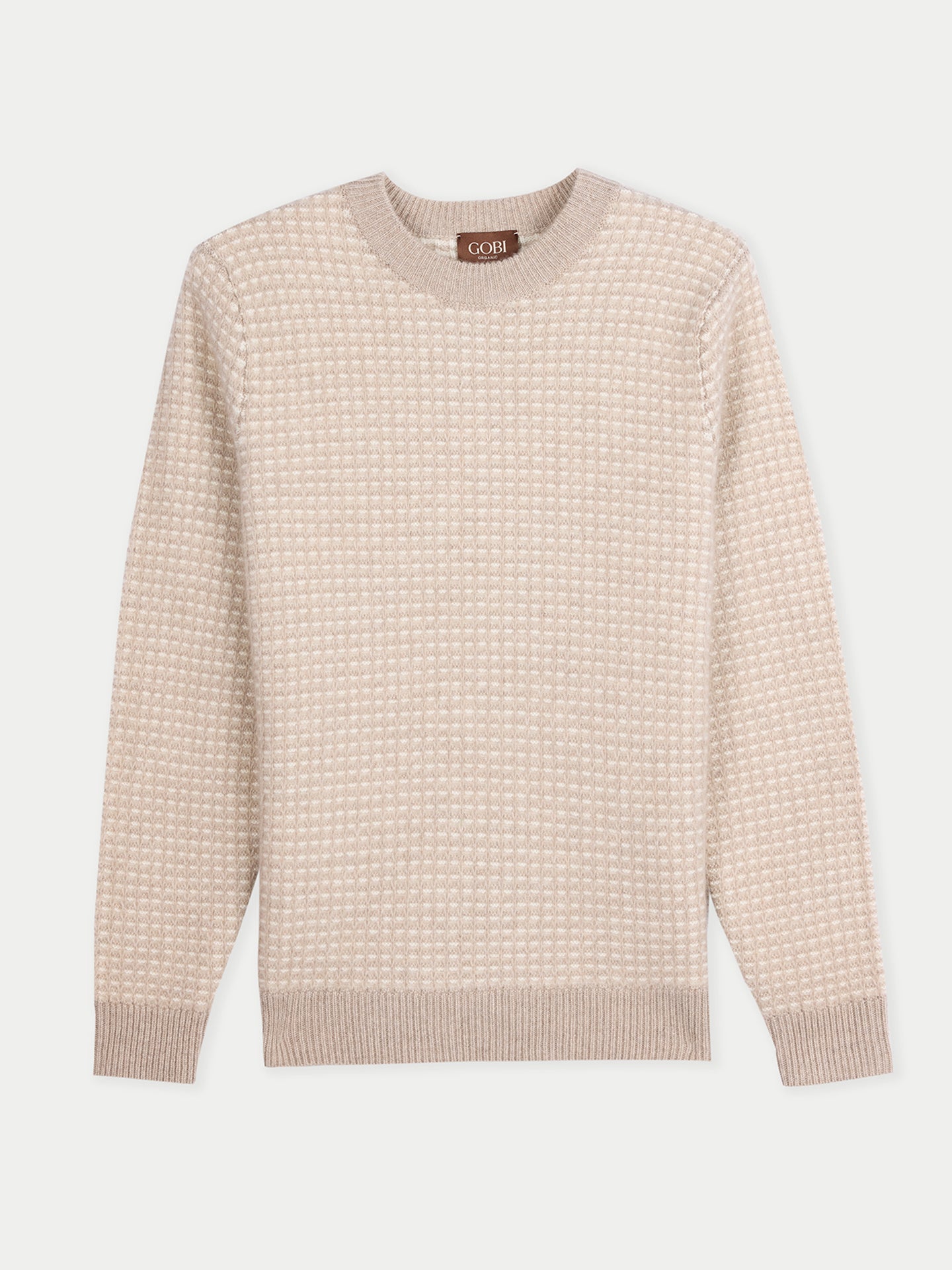 Pull Cachemire Waffle Homme Couleur beige Organique | GOBI Cashmere