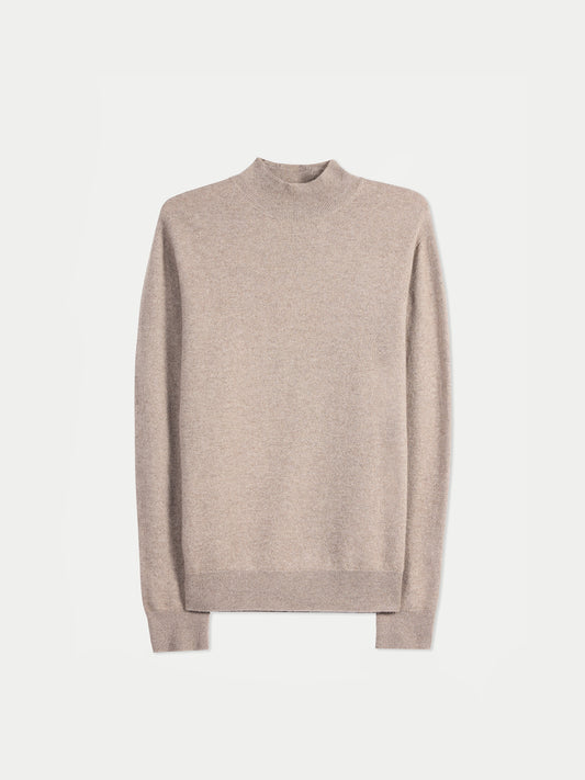 Pull col haut en cachemire Timeless homme couleur taupe | GOBI Cashmere