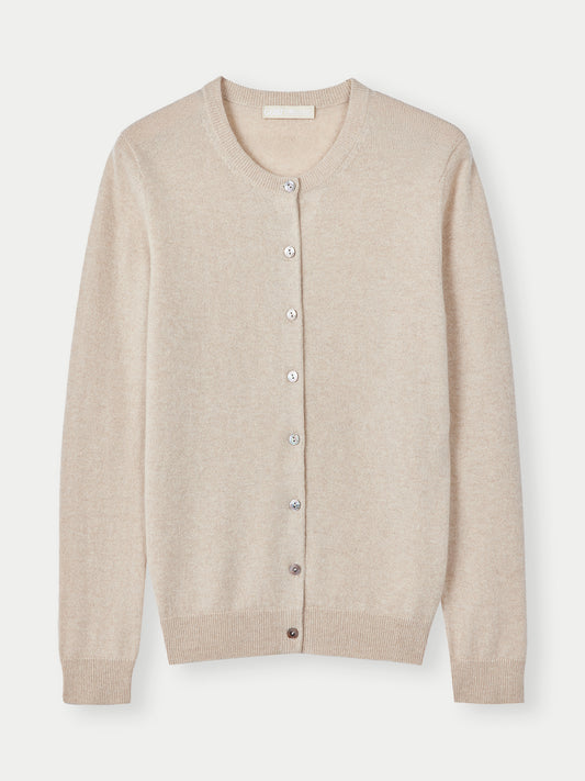 Cardigan col rond en cachemire Essential pour femmes Couleur Organique