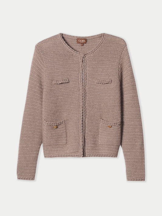 Cardigan Style Veste Cachemire Femme Couleur Taupe Organique | GOBI Cashmere