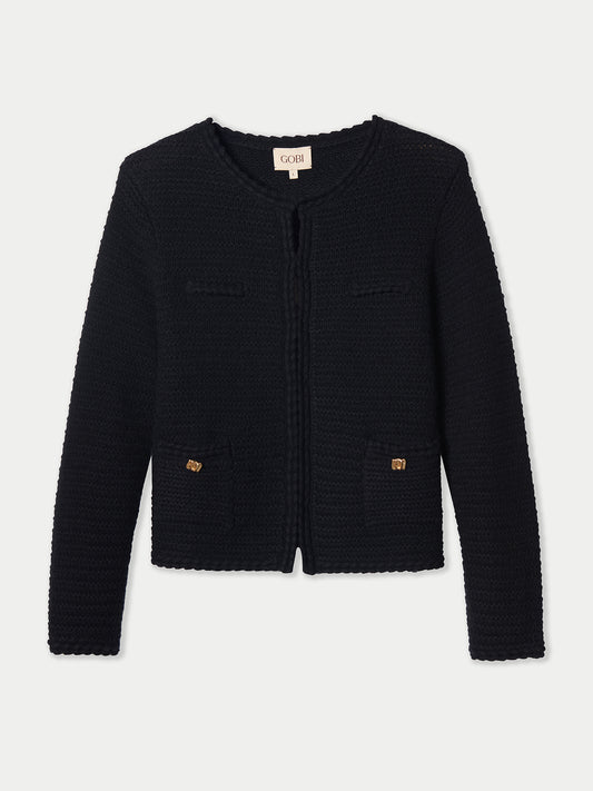 Cardigan en Cachemire Style Veste avec Tricot Texturé