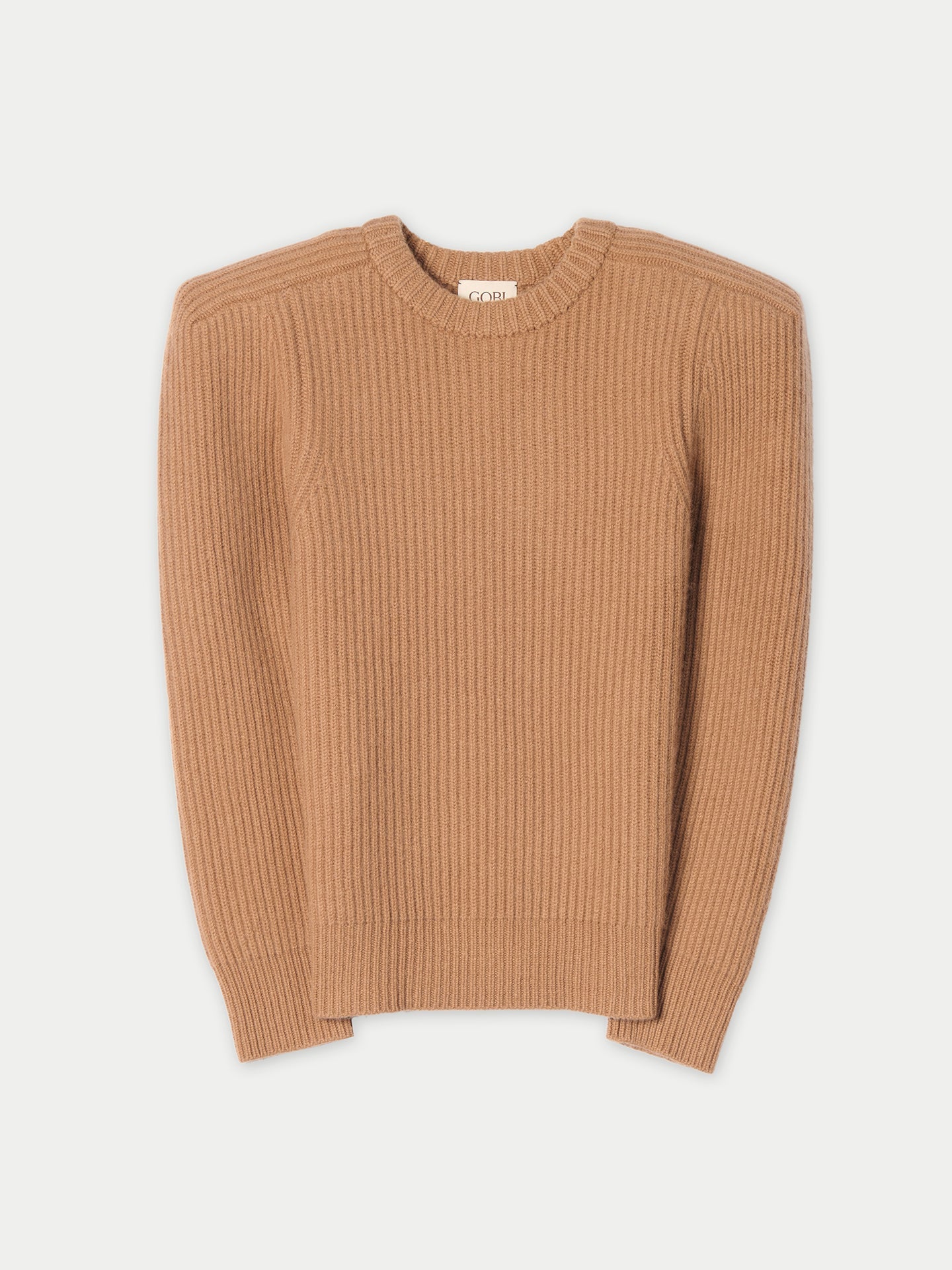 Pull femme en cachemire à épaules sculpturales couleur chameau | GOBI cashmere
