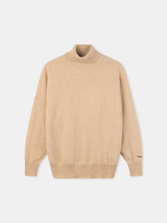 Pull en cachemire pour femme à col montant Couleur Organique