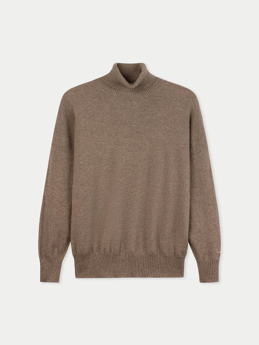 Pull en cachemire pour femme à col montant Couleur Organique