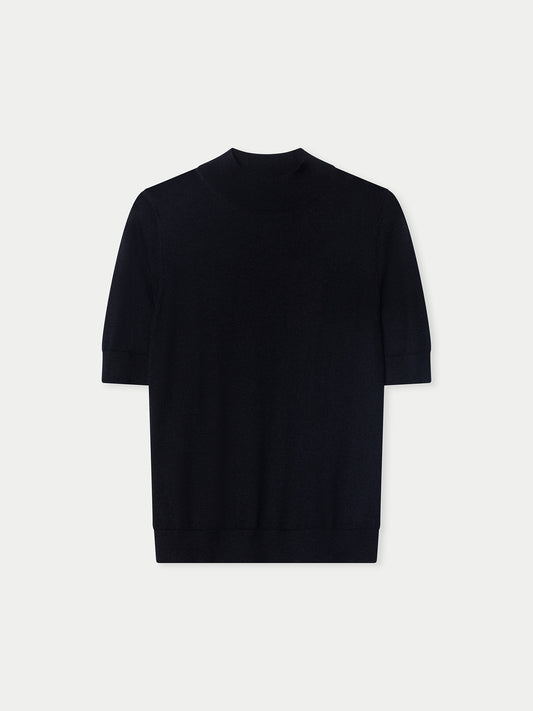 Chemise en cachemire et soie à col montant